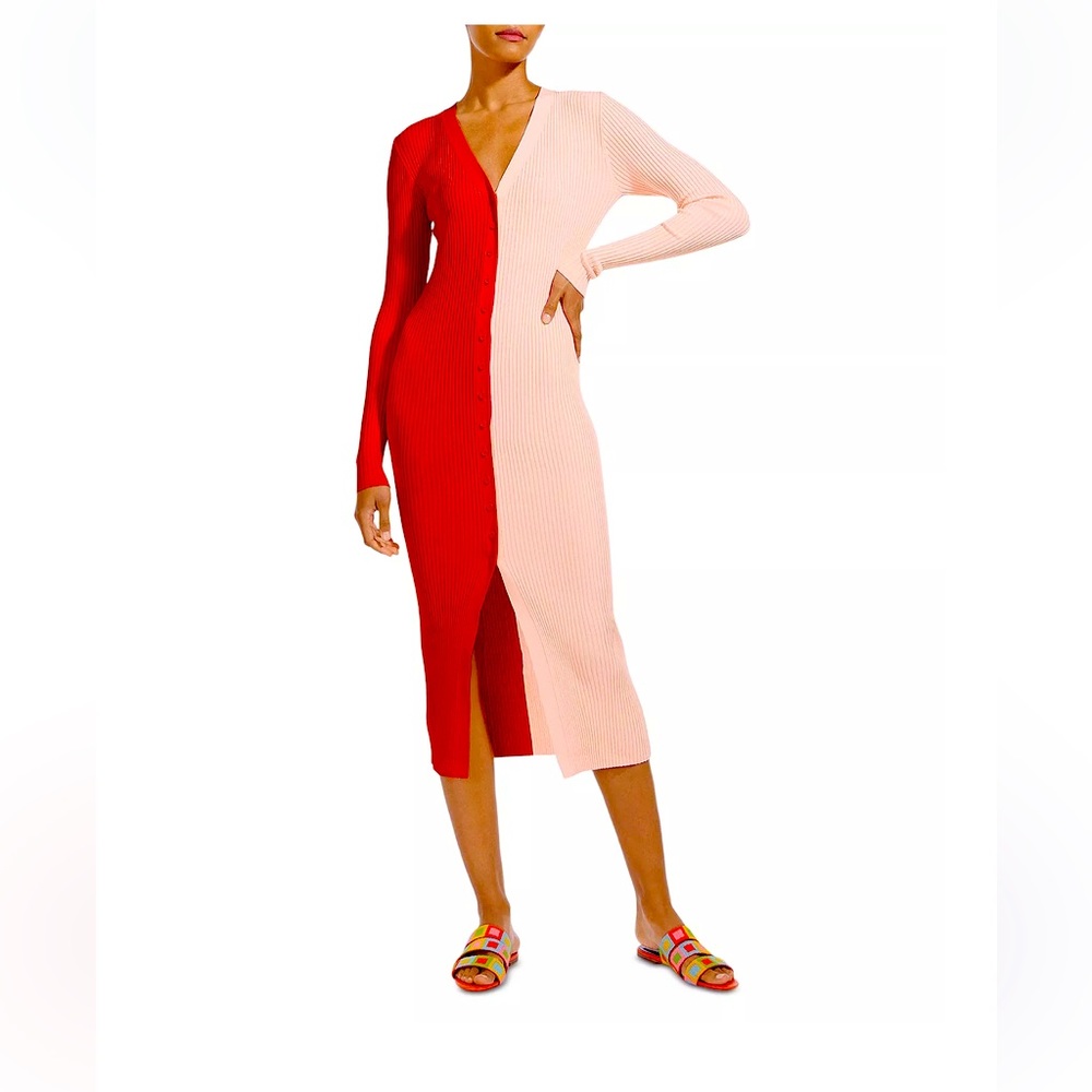 STAUD Shoko Sweater Orange/Light Pink